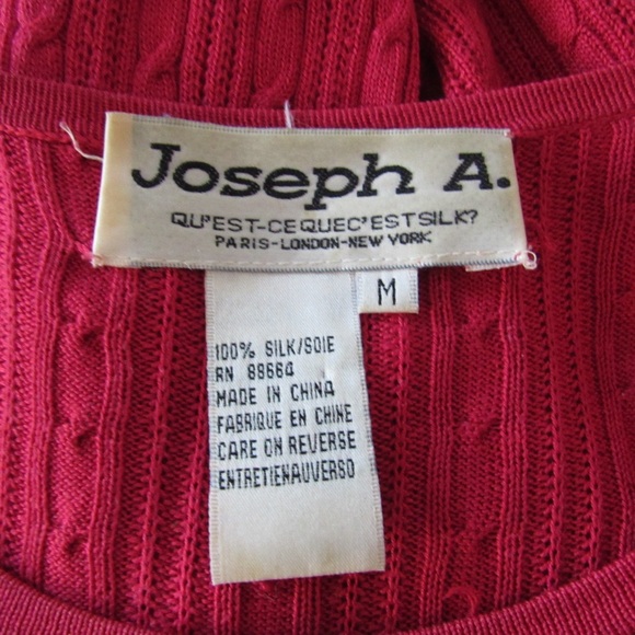 Joseph A Red Cable Knit Silk Sweater Medium - Picture 7 of 7